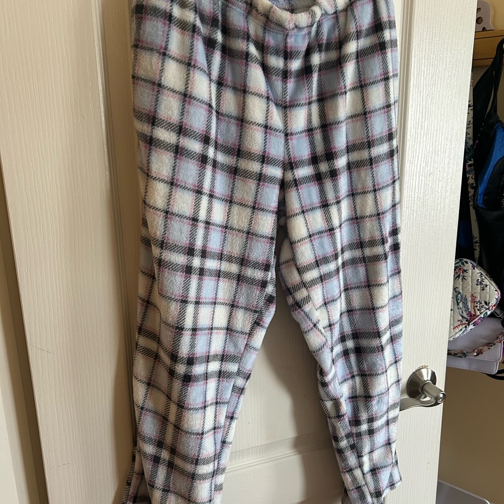 Cozy Plaid Womens Soft Pajama Pants Blue/Black/Pink Size Large 12-14